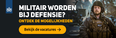 Militair worden bij Defensie? Ontdek de mogelijkheden. Bekijk de vacatures. De banner linkt naar werkenbijdefensie.nl.